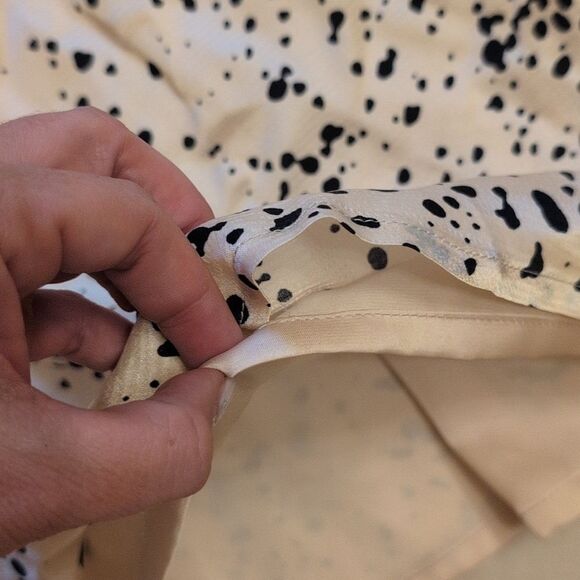Everlane Satin Slip Dress Mini Cream Black Splatter Pattern Size 4 - Picture 4 of 8